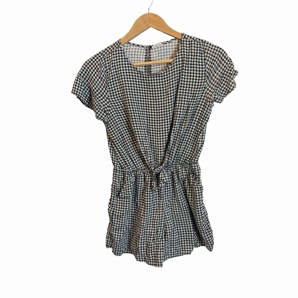 Abercrombie Kids Romper Girls Size 15/16 Black White Gingham One Piece Set Cute